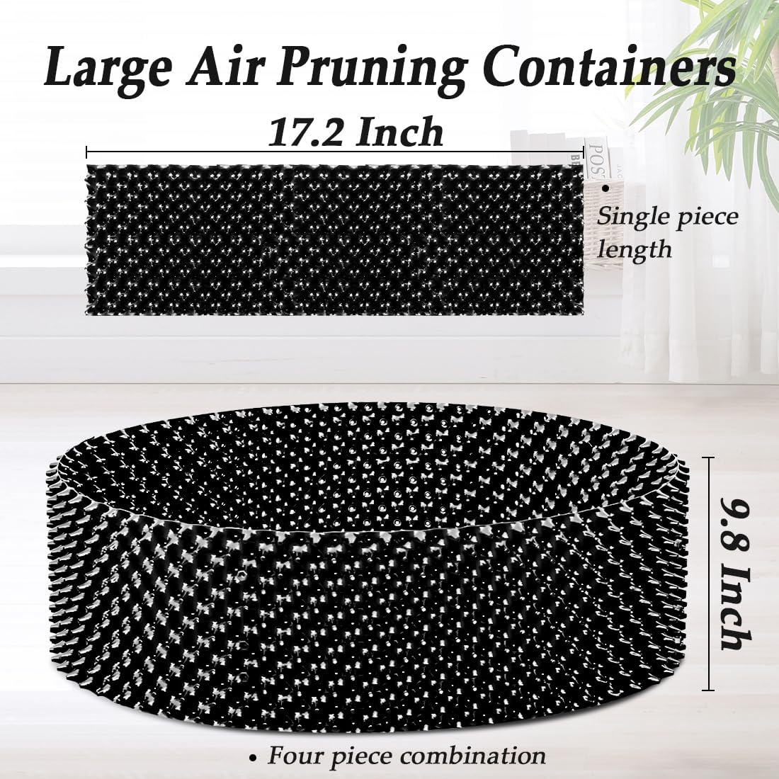 60 Gallon Air Pruning Container New Plastic Nursery Pot Fruit Vegetable Garden self-Planting Grow beds, Size 17"x10", 8 Pcs, Black