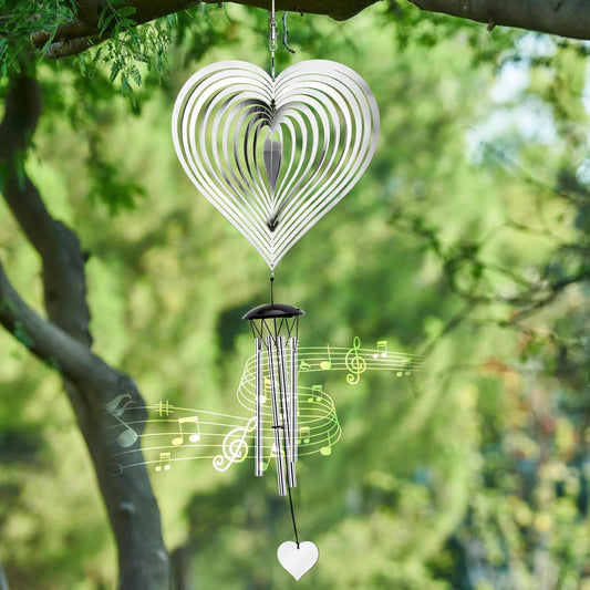 Wind Chimes with Heart Wind Spinner, Outdoor Garden Decor Wind Spinner for Women, Mom, Retirement, Teacher, Parents Birthday, Memorial, Garden Porch Patio Home Decor