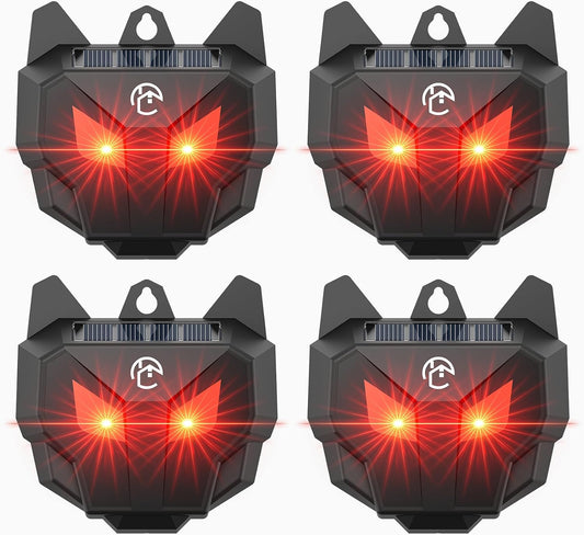 Solar Powered Racoon Repellent Devices with Flashing Lights, Waterproof Coyote Deterrent Device Energy-Efficient Predator Lights for Chicken Coop