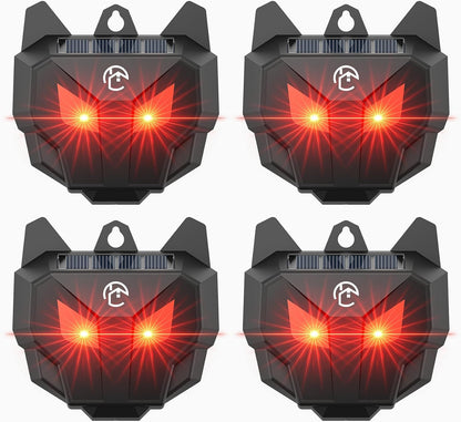 Solar Powered Racoon Repellent Devices with Flashing Lights, Waterproof Coyote Deterrent Device Energy-Efficient Predator Lights for Chicken Coop
