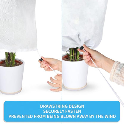 Rohuis Plant Covers Freeze Protection, 2 Packs 32 x 40 inch 2.8oz/yd² Frost Cloth Blankets for Outdoor Plants Tree, Winter Shrub Protector Bags Jackets with Drawstring for Tree Potted Frost Protection