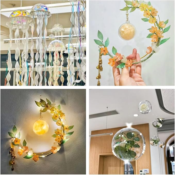 Acrylic Hollow Ball, Clear Plastic Fillable Ornaments Ball, DIY Clear Plastic Balls for New Years Present,Xmas Tree,Home Decoration,Wedding,Party (14cm/5.51inch,5pcs)