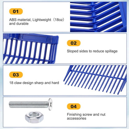Lasnten 6 Pcs Manure Fork Head Bulk 18 Tines Pitch Fork Replacement Head with Screws and Nuts Durable Stable ABS Plastic Pitchfork for Horse Stall Picking up Manure(Blue)