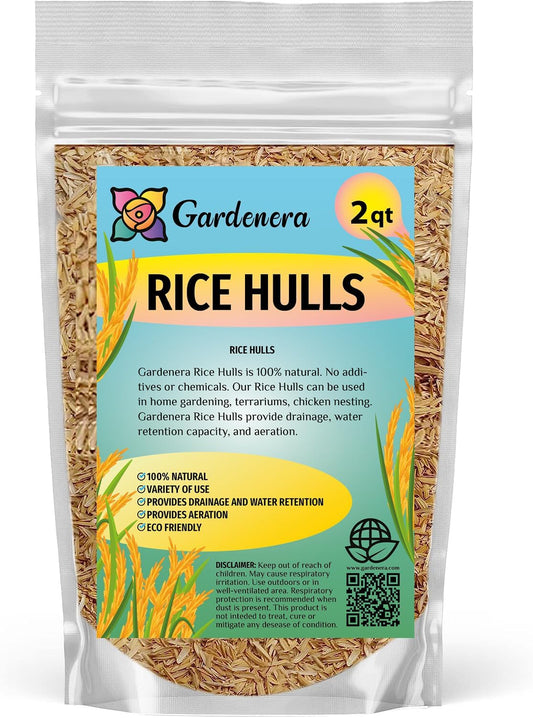 Enhance Plant Growth and Soil Health with Gardenera Horticultural Organic Rice Hulls - A Renewable and Biodegradable Solution - 2 QUARTS