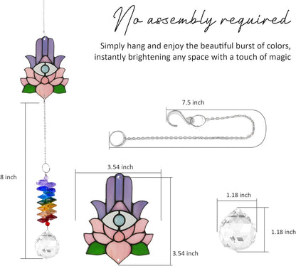 1 Layered Ornament Suncatcher - Hamsa Hand - Spiritual Protection Gift - Hand of Fatima Keepsake - Christmas Birthday Presents for Women, Men - Boho Home Decoration - Protection Hanging Decor