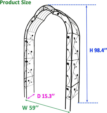Metal Garden Arch, Garden Arch Trellis for Climbing Plants Outdoor, Garden Arbor for Weddings Party Events Decoration, Assemble Freely with 8 Styles, 59" L X 15" W X 98.4" H, Black