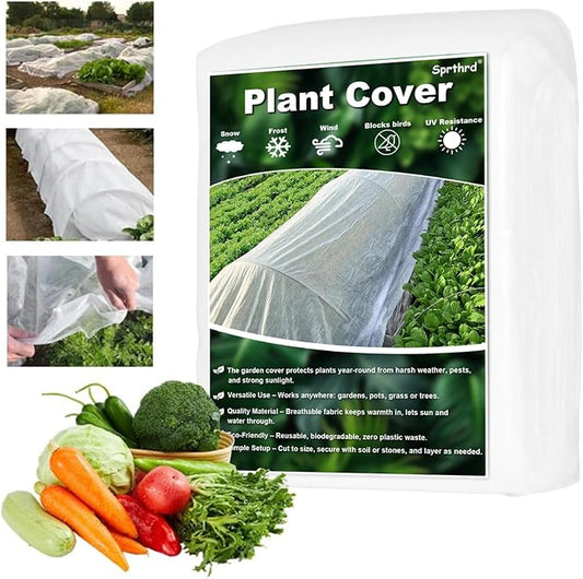 Plant Covers Freeze Protection 6.5 x 16.4 FT 1.2oz/yd² Frost Blankets for Outdoor Plants, Winter Tree Protection Cloth, Garden Frost & Heat Shield Floating Row Cover