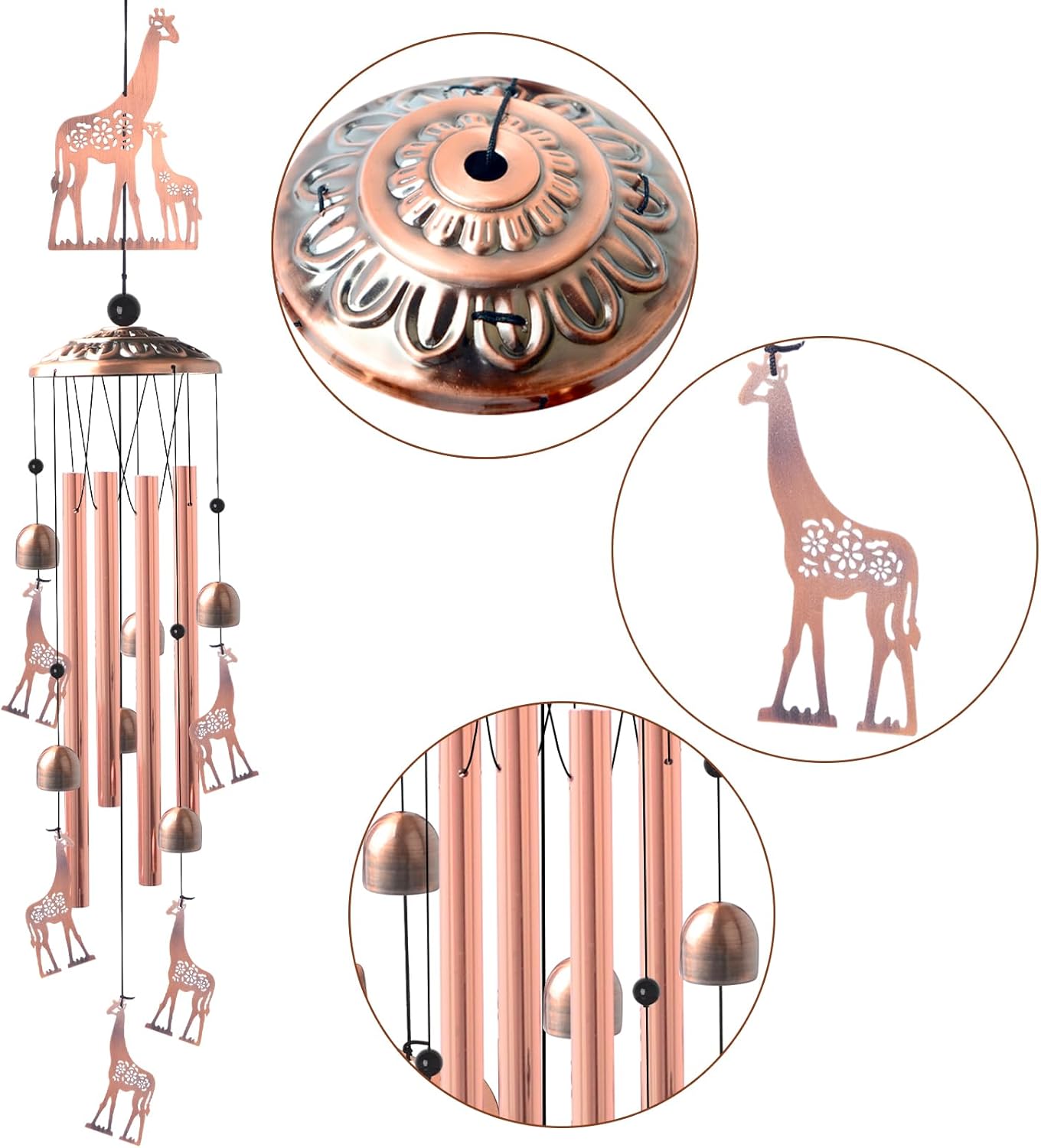 Giraffe Copper Wind chimesoutdoor, Gifts for All Father Husband Stepdad mom Grandma Aunt Daughte Friend dad, Mother Birthday Gift, Women Gardening Gifts,Windchime Outside, Perfect for Patio, Garden