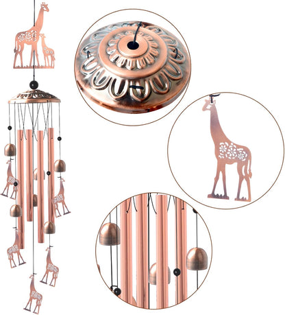 Giraffe Copper Wind chimesoutdoor, Gifts for All Father Husband Stepdad mom Grandma Aunt Daughte Friend dad, Mother Birthday Gift, Women Gardening Gifts,Windchime Outside, Perfect for Patio, Garden