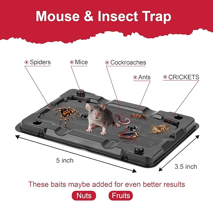 Glue Mouse Traps Indoor for Home -12 Pack Sticky MouseTraps Indoor for Safe Home Pest Control. Pre-Scented, Non-Toxic Glue Boards for Mice, Mouse & & Insects. Easy to Use