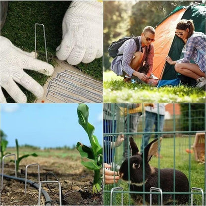 6 inch 25 Pack Silver Galvanized Landscape Staples 11 Gauge Garden Stakes Pins Anti-Rust Ground Stakes U-Shaped Tent Stakes are Used for Weed Barrier, Irrigation Tubing, Yard Lawn, Landscape Fabric