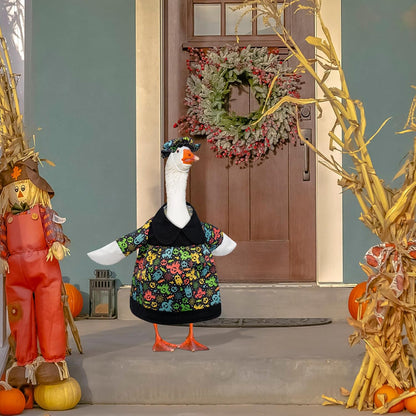 Porch Goose Outfits Funny Porch Statue Goose Clothes with Hat for 23" Cement/Plastic Lawn Geese Statues Outdoor Patio Yard Lawn Art Decor Garden