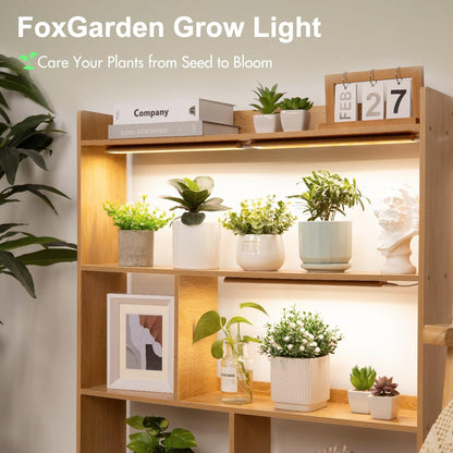 FOXGARDEN Grow Light for Indoor Plants Full Spectrum, Bamboo Plant Light Strip for Indoor Growing, 288 LED Grow Lamp with Timer 4/8/12H, 3 Switch Modes, 10 Dimmable Levels, 3 Strips with 1 Controller