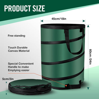 30 Gallon Collapsible/Pop Up Trash Can, Reusable Yard Waste Bags/Lawn and Leaf Bags 18x24in, Waterproof Oxford Cloth Camping Trash Can Collapsible, for Families/Camping/Yard (2Pcs-30 Gallons)