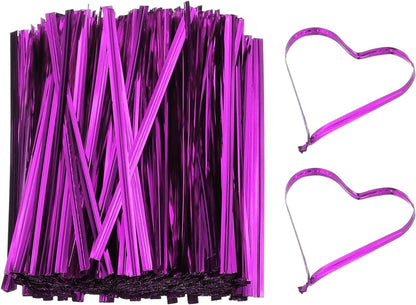 PATIKIL Bag Twist Ties 4 Inch, 800 Pcs Metallic Bread Ties for Treat Plastic Bags Gift Wrapping Candy Coffee Bag Plant Party Cake Favor, Purple