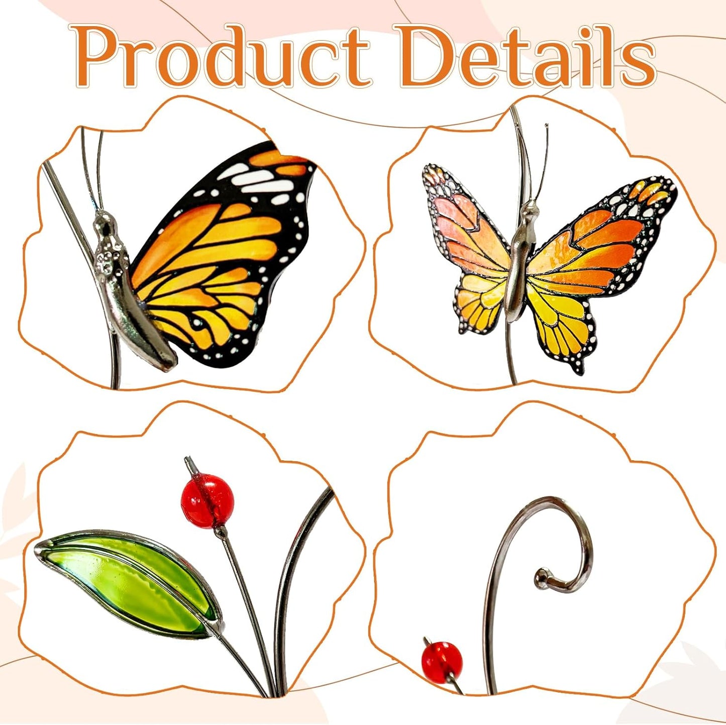 Suncatcher for Window, 2 Butterfly Stained Glass Window Suncatcher Hanging Colorful Pendant Ornament Sun Catchers Indoor Home and Garden Christmas Party Wedding Decoratio