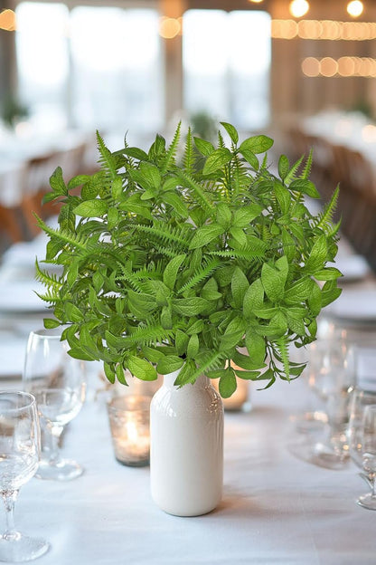 Artificial Fern Mint Leaves Stems Mix Plants 5pcs Realistic UV Resistant Fake Greenery Plants and Branches for Decor Home Indoor Outdoor Garden