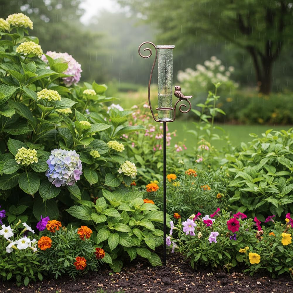 HOBYLUBY Rain Gauge Outdoor, 7 Inch Rain Gauges for Measuring Precipitation