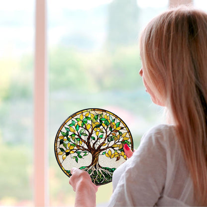 Tree of Life Stained Glass Window Hanging World Tree Sun Catcher Gifts for Women Handmade Suncatchers Decoration for Garden Home Windows Hanging Protection Charm, 7.87inch