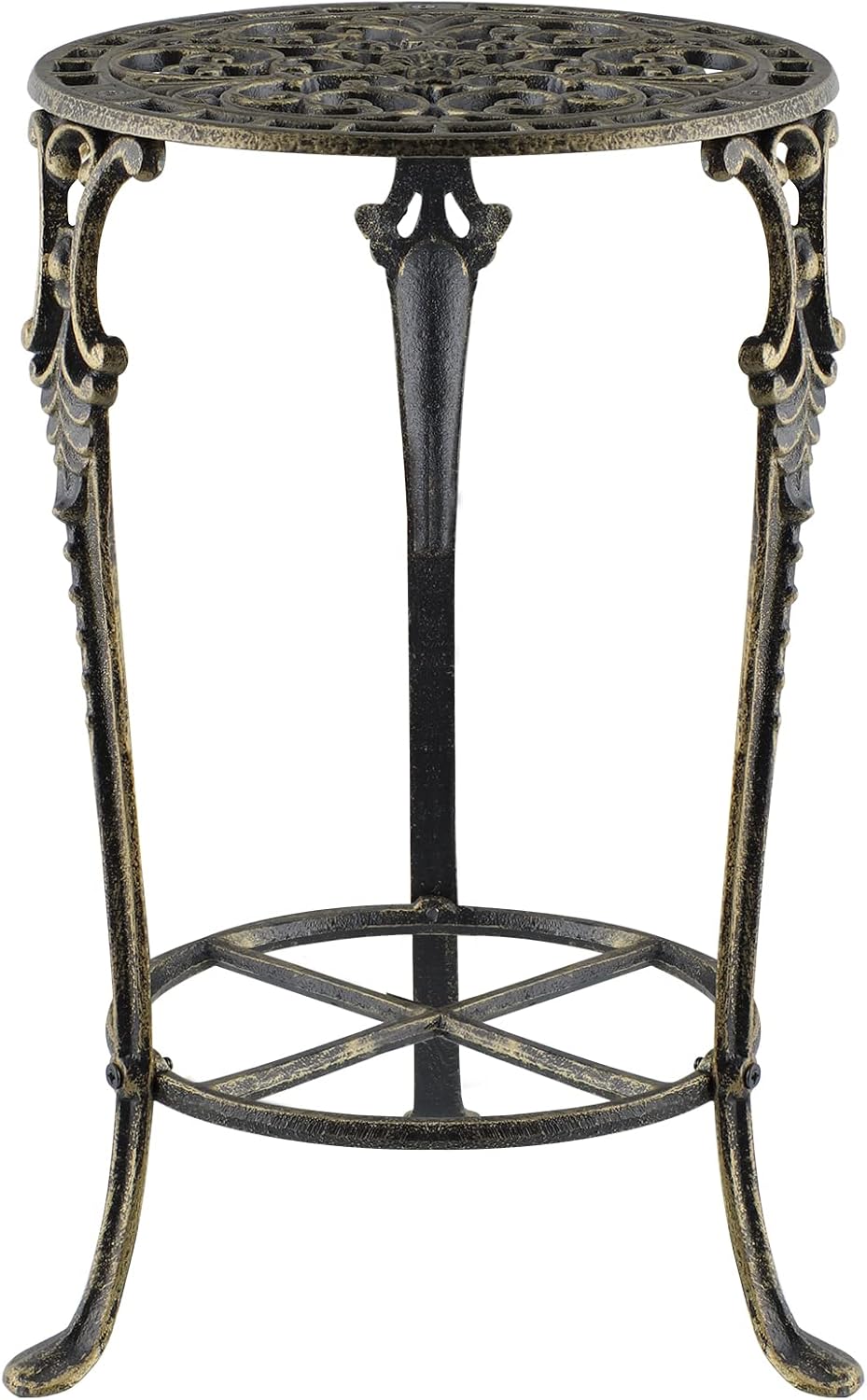 MDLUU Cast Iron Potted Plant Stand 18.8 Inch Tall, 2-Tier Planter Rack, Heavy Duty Flower Pot Holder for Living Room, Bedroom, Kitchen (Bronze)