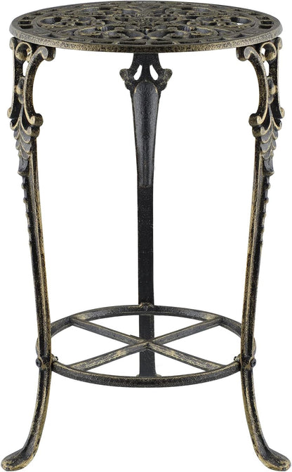 MDLUU Cast Iron Potted Plant Stand 18.8 Inch Tall, 2-Tier Planter Rack, Heavy Duty Flower Pot Holder for Living Room, Bedroom, Kitchen (Bronze)