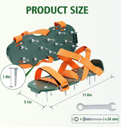 Lawn Aerator Shoes for Grass, Lawn Aeration Shoes with Adjustable Hook Loop Straps and Heavy Duty Spike, Soil Aerator Tool for Aerating Patio Yard Garden