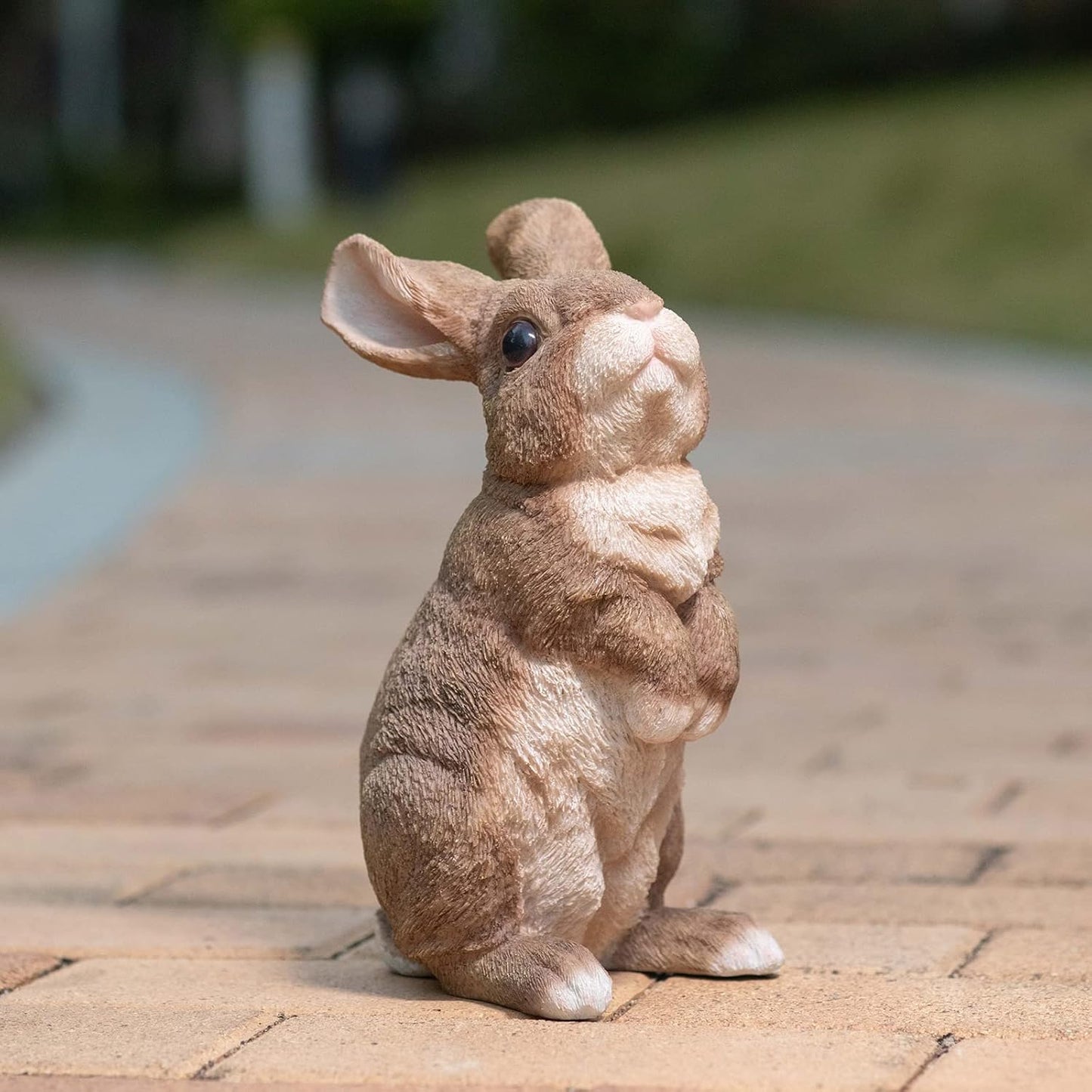 Vivid Rabbit Sculpture - Realistic Fine Resin Sculpture, Suitable for Outdoor Courtyards and Courtyards Natural Themed Garden Decorations, Easter Spring Home Decor 9.5inch