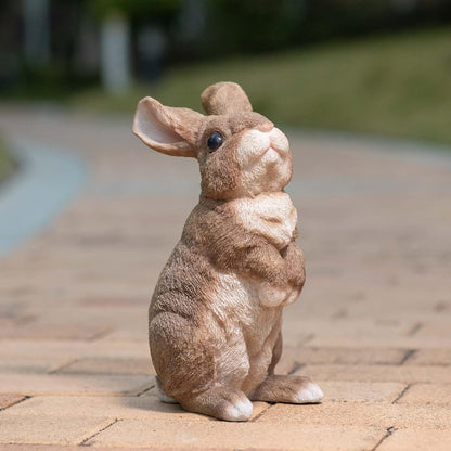 Vivid Rabbit Sculpture - Realistic Fine Resin Sculpture, Suitable for Outdoor Courtyards and Courtyards Natural Themed Garden Decorations, Easter Spring Home Decor 9.5inch