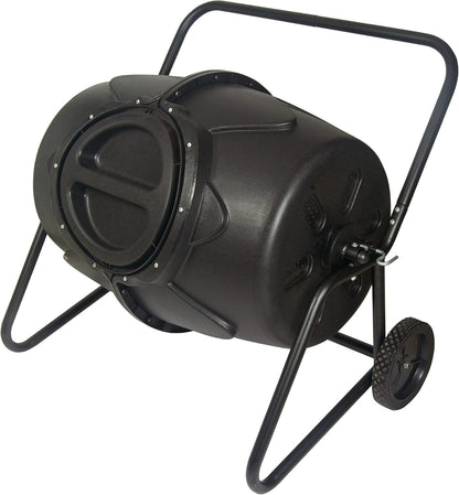 Koolscapes Wheeled Tumbling Composter – 50-Gallon Portable Eco-Friendly Rotating Bin BPA-Free Recycled Plastic with Sturdy Steel Frame & Twist-Lock Lid for Year-Round Composting