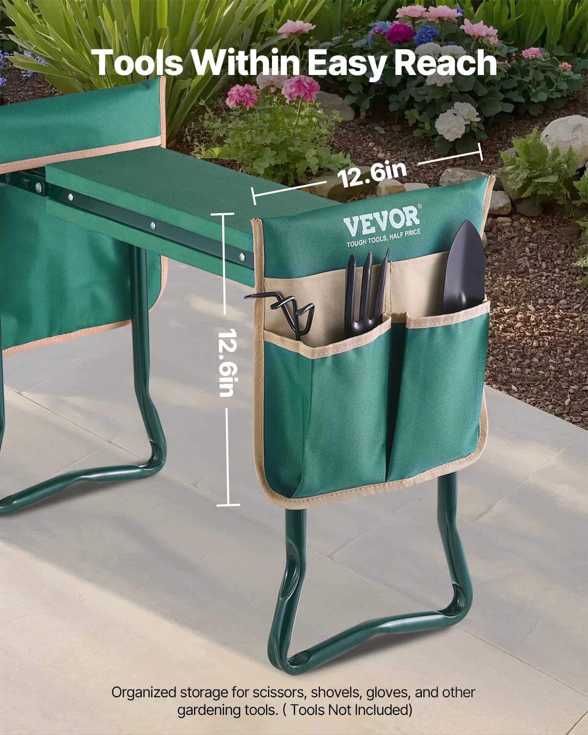 VEVOR Garden Kneeler and Seat Heavy Duty, Portable Garden Stool with 6'' EVA Kneeling Pad and 2