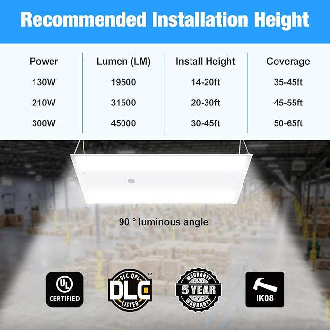LED Linear High Bay Light 4-Pack, 300W 45000LM 0-10V Dimmable 5000K Daylight, Adjustable High Bay LED Shop Lights Lighting Fixtures for Garage Warehouse Workshop, UL