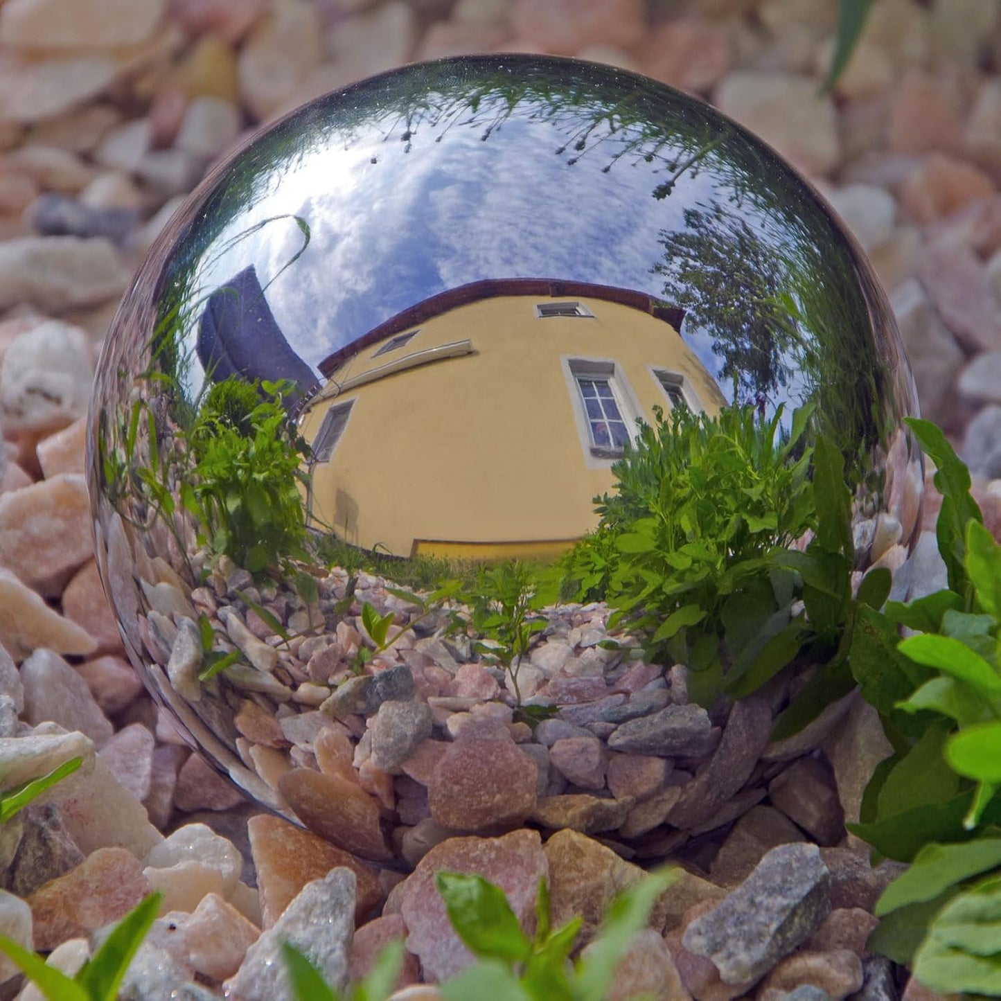 uxcell Gazing Ball 3.15 Inch 80mm Reflective Sphere Polished Hollow Ball, Stainless Steel Gazing Globe Mirror Ball for Home Outdoor Decoration, Silver Tone