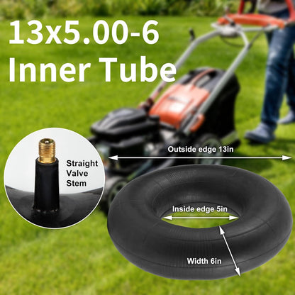 13x5.00-6" Inner Tubes, 2 Pack Heavy Duty 5.00-6/4.00-6 Replacement Tire Inner Tube with Straight Valve Stem Universal Fit for Razor Dirt Quad Lawn Mowers ATVs Yard Tractor Snow Blower and More