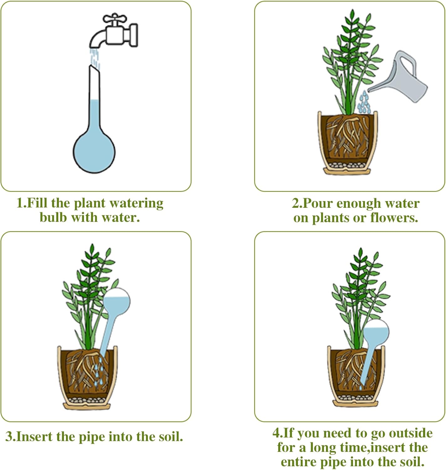 12 Pcs Large Plastic Self-Watering Bulbs,Clear Automatic Watering Globes,Clear Automatic Watering Bulbs for Plants,Graden,Flowers