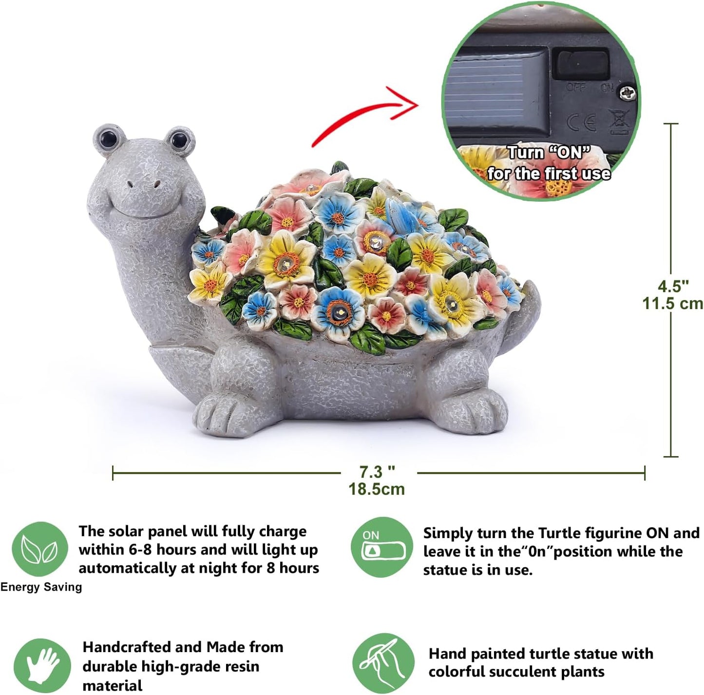 Nacome Solar Turtle Garden Decor with Flowers: Outdoor Clearance Statues Lights for Outside Lawn Ornaments Porch Patio Balcony Yard – Birthday Gifts for Mom Grandma Women