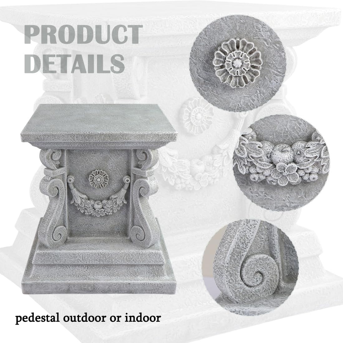 Outdoor Pedestal Stand for Garden Decor - ClassicalL Plinth Pedestal Stand for Statues, Decorative Garden Pedestals and Statue Stand, 11.5"(L) x 12"(H) x 11.5"(W)