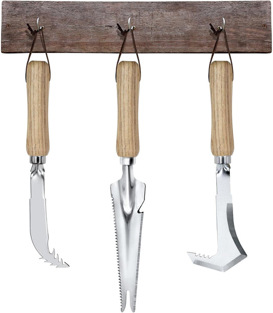 Jardineer Weed Puller Tools Set, 3 Pack Hand Crack Weeder, Stainless Heat Treated Steel Weed Root Remover with Ergonomic Handle, Multi-Purpose Weeding Tools for Lawn Garden Patio & Yard
