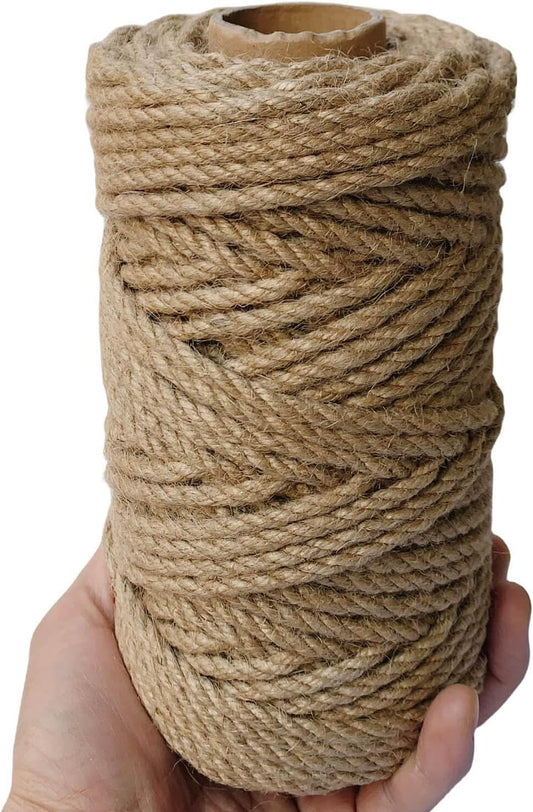 5mm Jute Twine, 164 Feet Braided Jute Rope, Heavy Duty and Thick Twine Rope for DIY Artwork