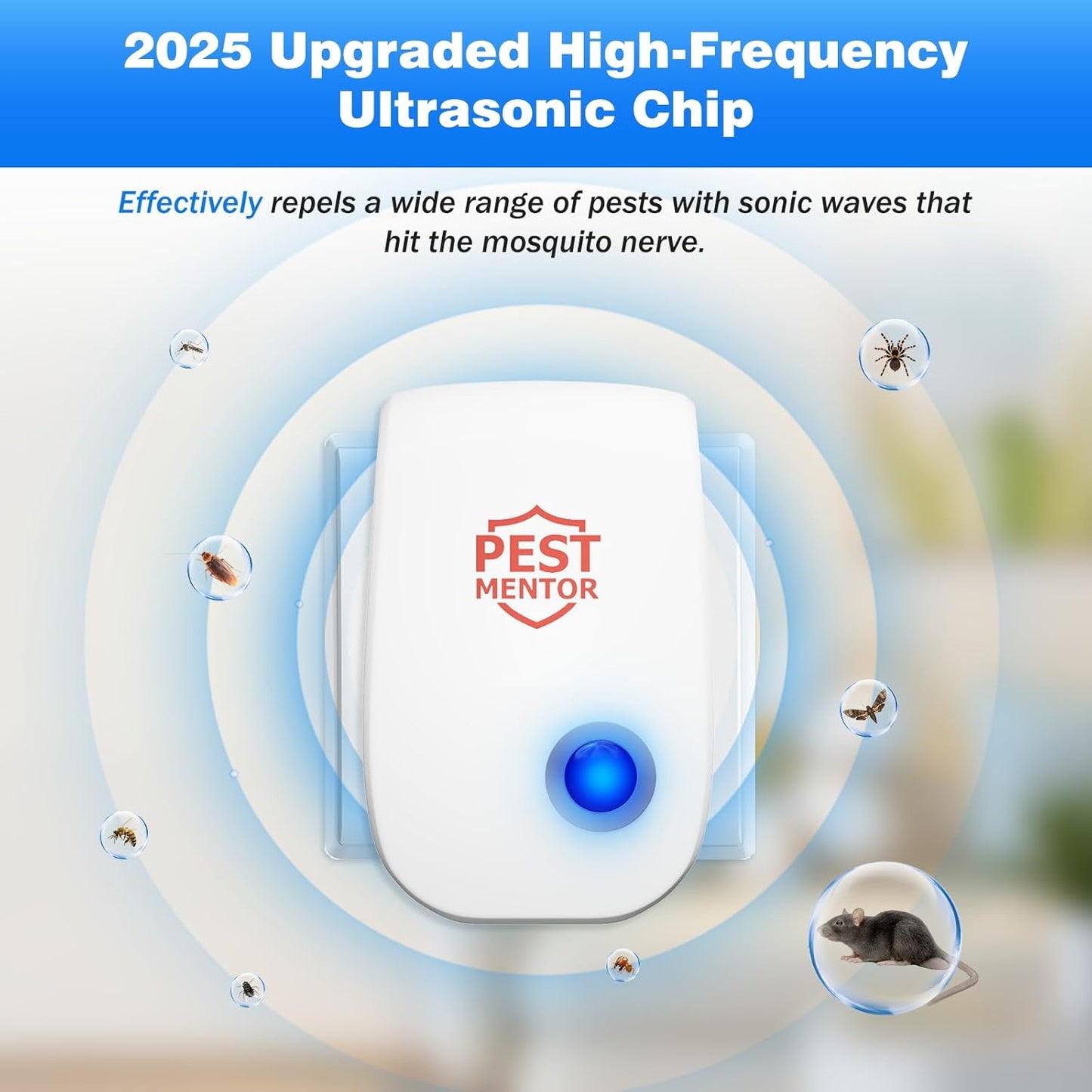 10 Pack Ultrasonic Pest Repellent, Electronic Plug-in for Rodents, Mosquitoes, Cockroaches, Spiders, Ants, and More, Safe, Silent, Energy-Efficient, Ideal for Home, Office, and Warehouse