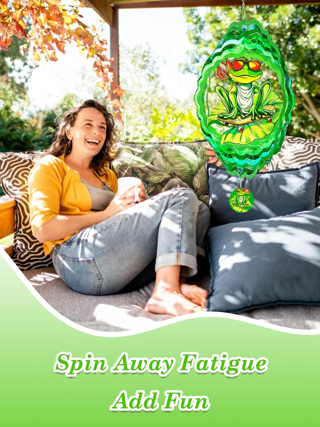 Frog Wind Spinner-3D Metal Hanging Wind Spinners, Perfect Ornament Gifts for Women/Men, 12 Inch Spinfinity Wind Spinner for Outdoor & Indoor Decorations, Yard Art, Garden Decoration