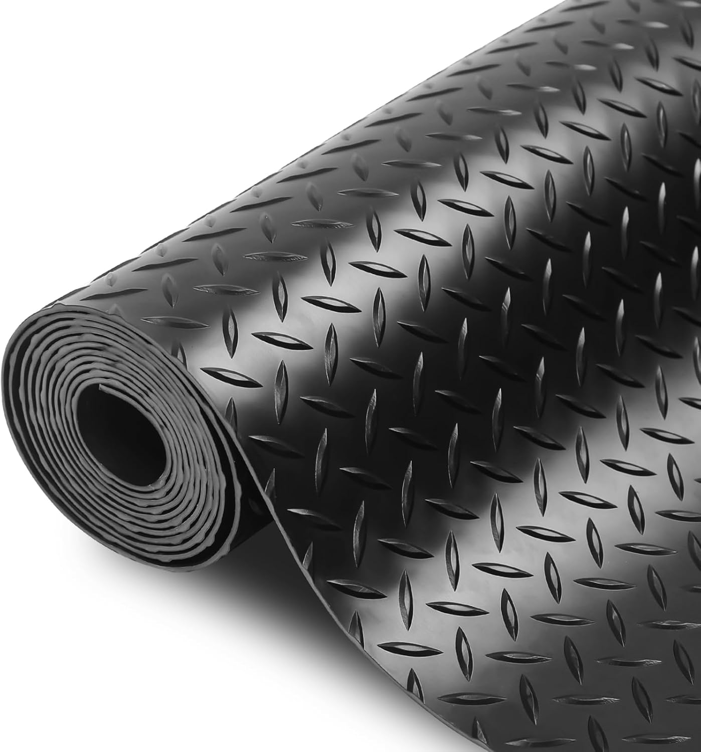 SEAL 5 x 20 Ft Premium Garage Floor Mat, Solid 2.8mm Thickened Black Commercial Grade Heavy Duty Parking Mat for Garage Floor, Golf Cart, Water/Stain Resistant Floor Runner (Embossed Diamond Plate)