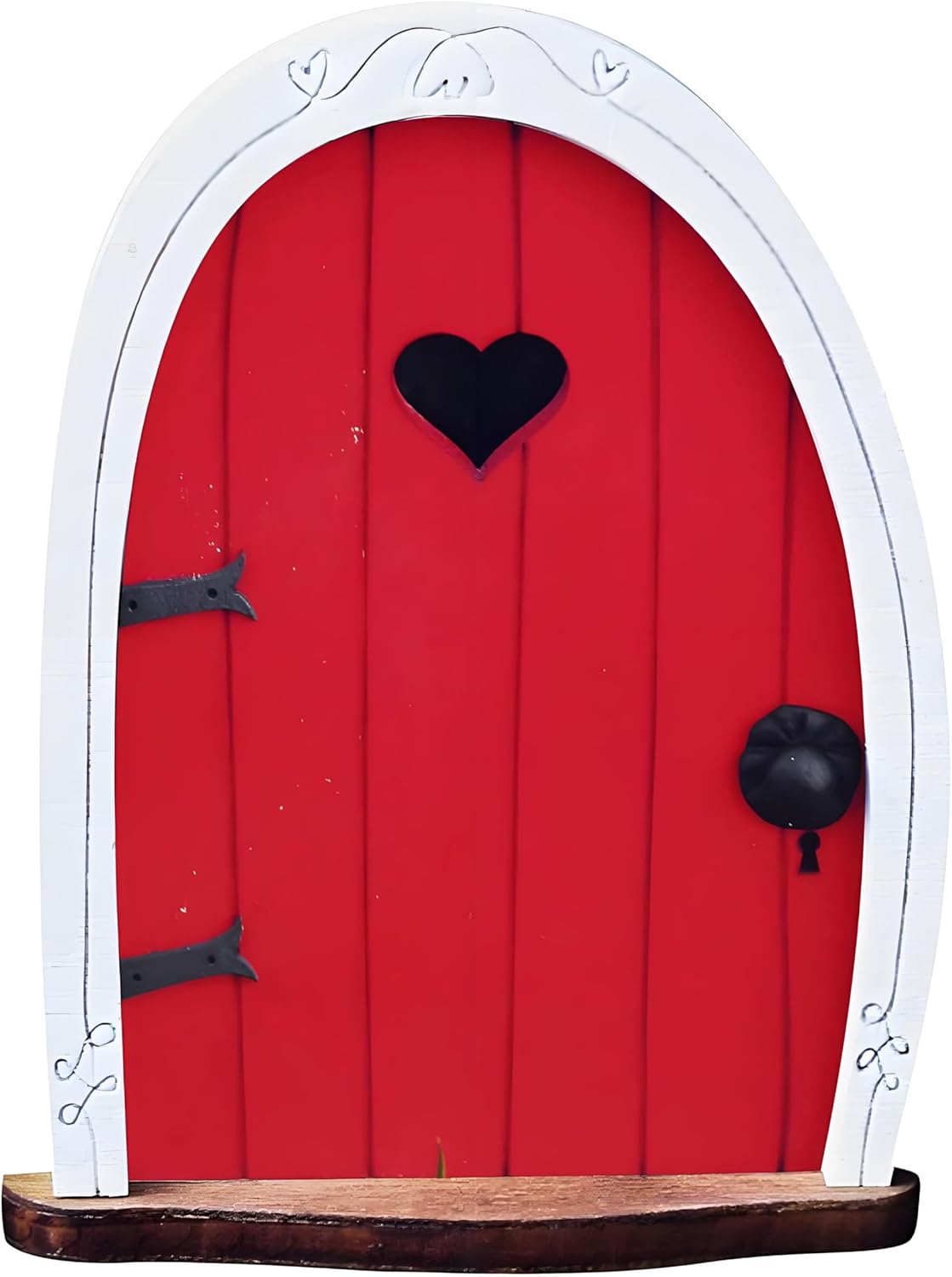 Red Streak Whimsical Miniature Fairy Door - Handcrafted 3D Mini Woodland Portal Tree Accessory for DIY Garden Landscapes, Terrarium Decor & Collector's Fantasy Displays