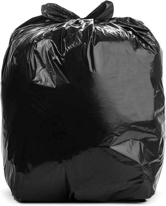 Aluf Plastics 55-60 Gallon Trash Liners - (Value 100 Pack) - 1 MIL Strength Black Plastic Garbage