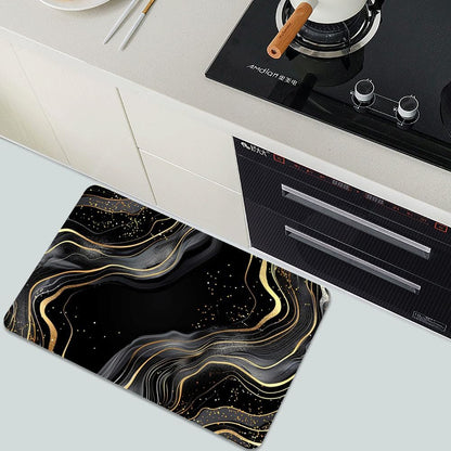 Bath Mat-Bathroom Rug，Black and Gold Abstract Marble-Absorbent Non Slip Quick Dry Stain Resistant Easy to Clean Care Shower Rug for Bathtub Shower Room 16×24Inch (40 * 60cm)