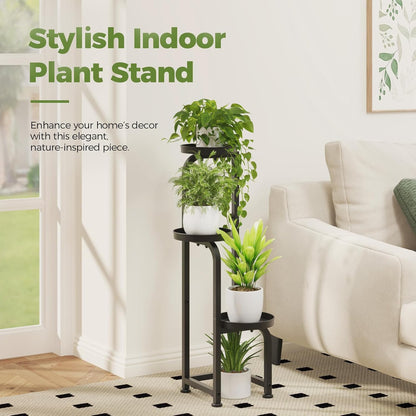 Bamworld Tall Plant Stand Indoor Outdoor, Corner Metal Flower Pot Stands for Multiple Plants, 3 Tier Heavy Duty Plant Shelf for Patio Garden Balcony Living Room Bedroom