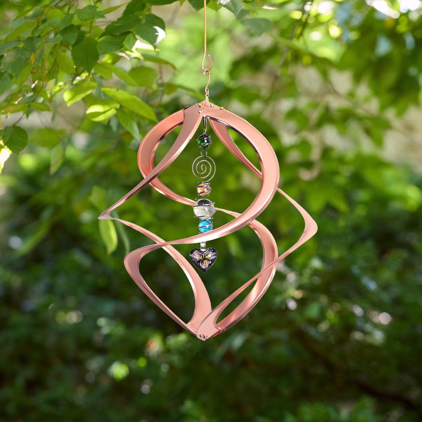 Red Carpet Studios 31042 Cosmix Wind Spinner Double Helix, Copper W/Heart Crystal, 14 Inch