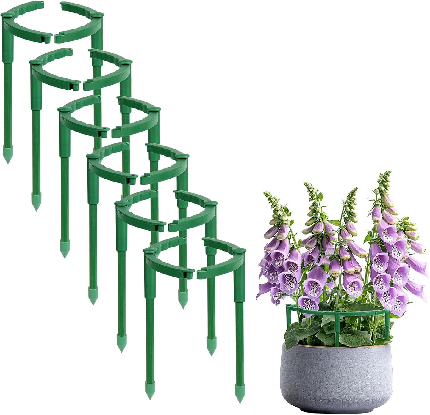12 Pack Plant Support Stakes, 6.3 x 5.9 Inch Plastic Plant Cage Holders, Half Round Plants Support, Garden Flower Stakes for Indoor Outdoor Climbing Plants Vegetable Flower Pot
