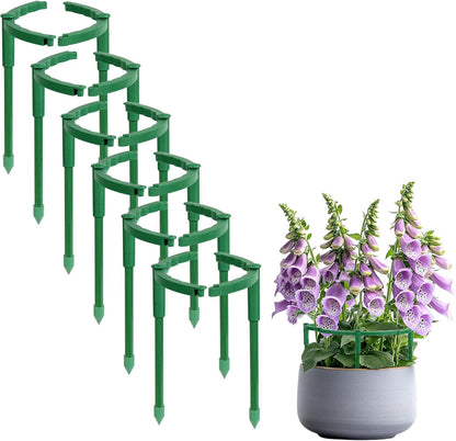 12 Pack Plant Support Stakes, 6.3 x 5.9 Inch Plastic Plant Cage Holders, Half Round Plants Support, Garden Flower Stakes for Indoor Outdoor Climbing Plants Vegetable Flower Pot