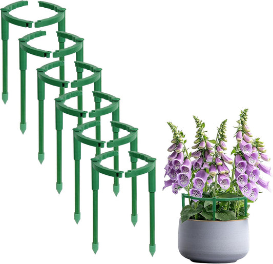 12 Pack Plant Support Stakes, 6.3 x 5.9 Inch Plastic Plant Cage Holders, Half Round Plants Support, Garden Flower Stakes for Indoor Outdoor Climbing Plants Vegetable Flower Pot