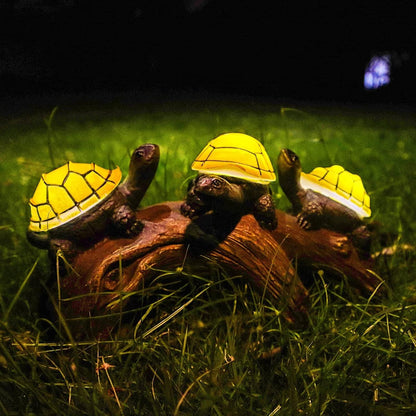 pearlstar Solar Outdoor Statues Turtle on Log Yard Decor Waterproof Figurine Light Garden Decorations Lawn Ornaments for Patio Backyard Gift for Mom Woman Grandma Lovers